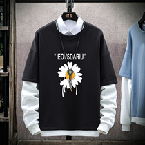 Long sleeve t-shirt mens fall Chauded boy hit bottom-shirt-ins trend with a little daisy student undershirt lovers