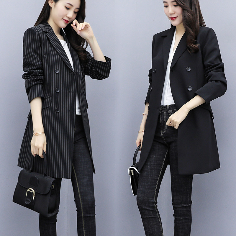 Spring and Autumn's new all-match suits mid-length casual jackets are thin and fat mm suits 200 catties tops large size professional
