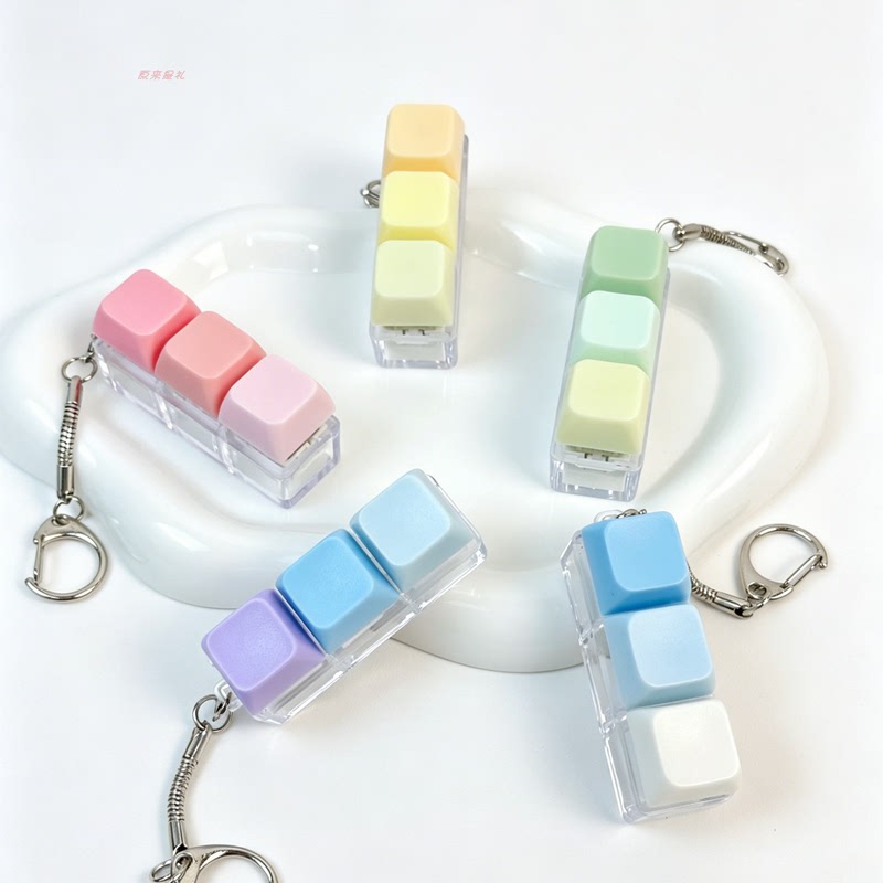 Glowing Stress-Relief Button, 3-Key Cross-Axis Keycap, Stress-Relief Gadget, ins Style Pendant, Venting DIY Detachable Toy