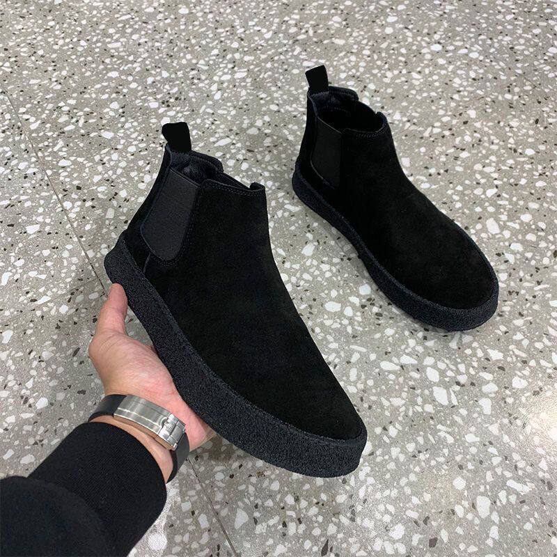 Autumn Winter High Cylinder Men's Shoes Spirit Little Guys A Foot Pedal Casual Shoes Quick Handout Red Man The Same Black Samurai 100 Hitch Boom