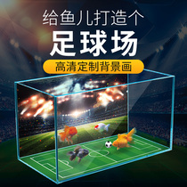 Custom fish tank background paper HD aquarium decoration paper background painting football field map landscaping wallpaper thickened HD