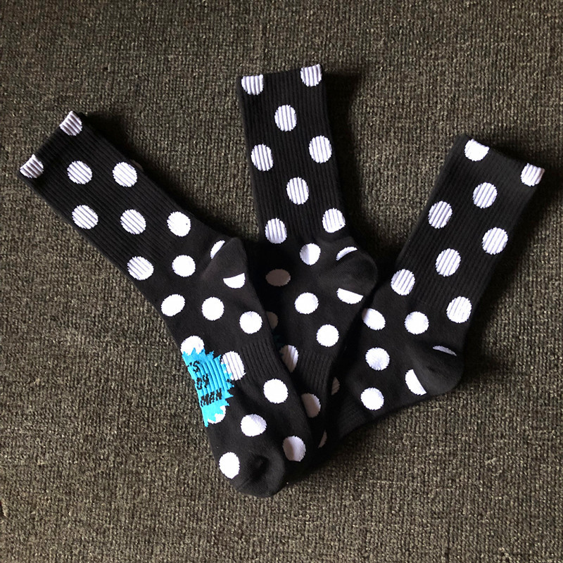 3 Pairs of Export Original Pure Cotton Women's Trendyy Sports Socks Polka Dot Socks Fashionable Skateboard Socks Black Color All Year Round 3 Pairs of Export Original Pure Cotton Women's Trendyy Sports Socks Polka Dot Socks Fashionable Skateboard Socks Black Color All Year Round