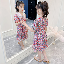 Girls Chiffon skirt summer childrens summer floral dress Yangqi Korean version 2021 new thin princess tide