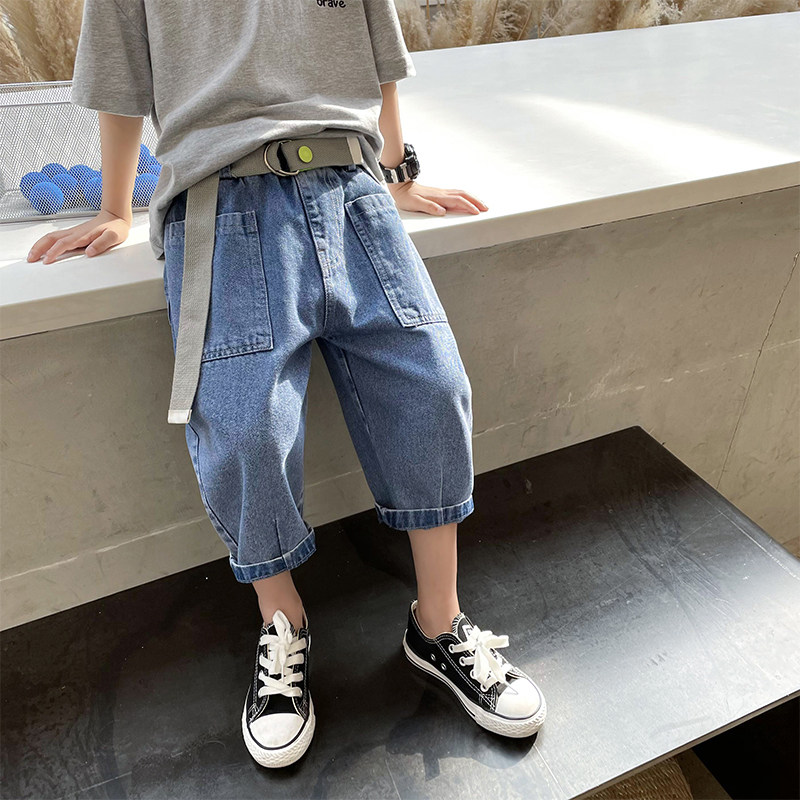 Boy Clothing Boy Shorts Outside Wearing CUHK Boy Pants Subtidal 50% 50% Pants 2022 New Seven Pants Children Jeans Summer Dress