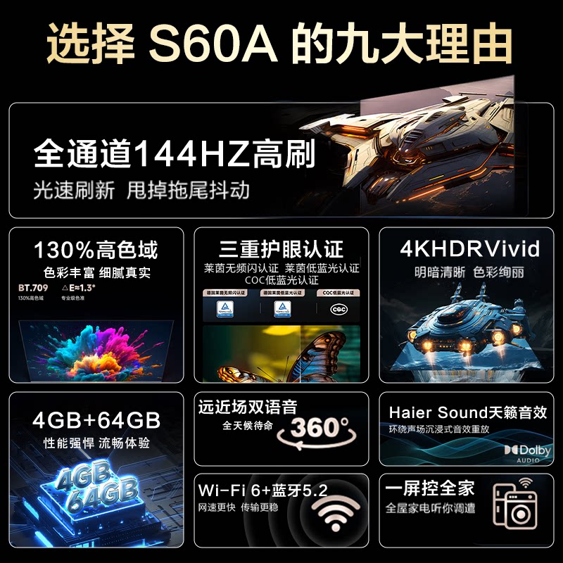Смарт-ТВ Haier S60A 4K Ultra HD 75 дюймов