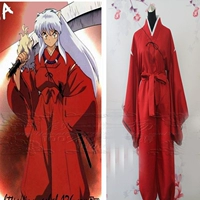 Anime xung quanh Inuyasha cosplay nam bellflower đỏ cỡ lớn kimono tóc giả chiến binh phù hợp với bộ đầy đủ trong kho cosplay đồ ngủ