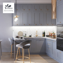 Jimei Sixiang cabinet customization Simple Nordic solid wood frame kitchen cabinet molding blister overall cabinet customization