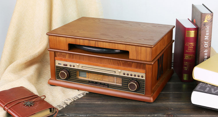 đầu đĩa than audio technica	 Hengxin mới cổ điển nhỏ bằng gỗ vinyl máy ghi âm retro máy ghi âm máy CD - Máy hát dau dia than