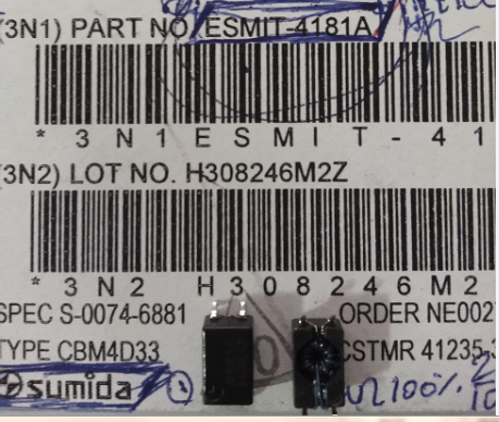 Sumida manufacturer patch 4 foot transformer common mode inductance CBM4D33 4181A