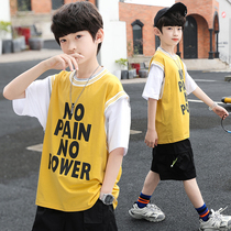 Boys short-sleeved t-shirt 2021 summer middle and large childrens thin T-shirt childrens summer clothes boys tide brand top