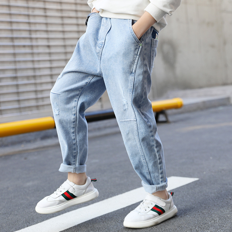 Boy pants spring autumn 2022 new children's jeans Spring style CUHK children casual long pants boy boomer cool and handsome