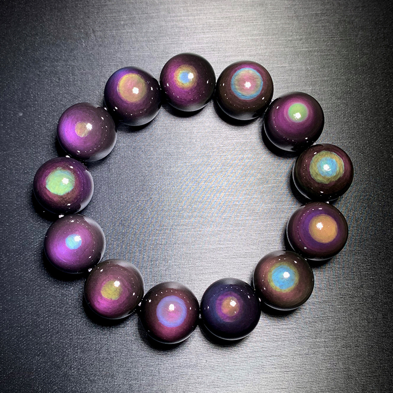 One Item, One Picture, Collectible Grade Natural Double Rainbow Full Moon Eye Obsidian Bracelet, Colorful Obsidian Bracelet for Men and Women, Couple Style One Item, One Picture, Collectible Grade Natural Double Rainbow Full Moon Eye Obsidian Bracelet, Colorful Obsidian Bracelet for Men and Women, Couple Style