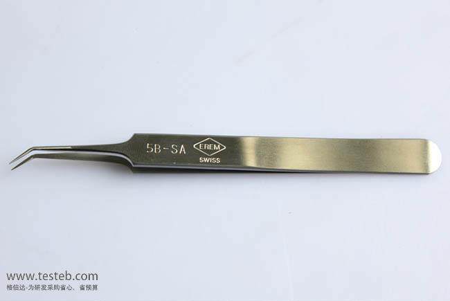 Swiss Erem 5BSA elbow tweezers 0-4mm sharp bends 30 degrees Biomicroelectronic Precision Clips