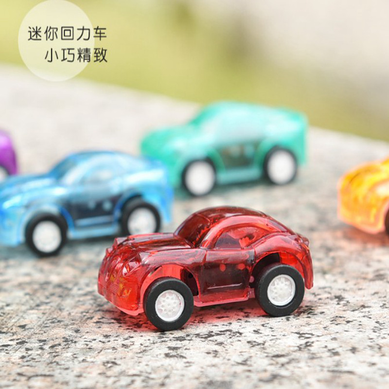 Cute Candy Color Back Force Dolly Creative Mini Plastic Little Car Christmas Children Baby Transparent 61 Toys