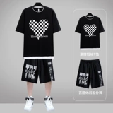 Летний спортивный костюм, шелковая трендовая брендовая футболка с коротким рукавом, оверсайз