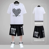 Летний спортивный костюм, шелковая трендовая брендовая футболка с коротким рукавом, оверсайз