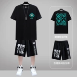 Летний спортивный костюм, шелковая трендовая брендовая футболка с коротким рукавом, оверсайз