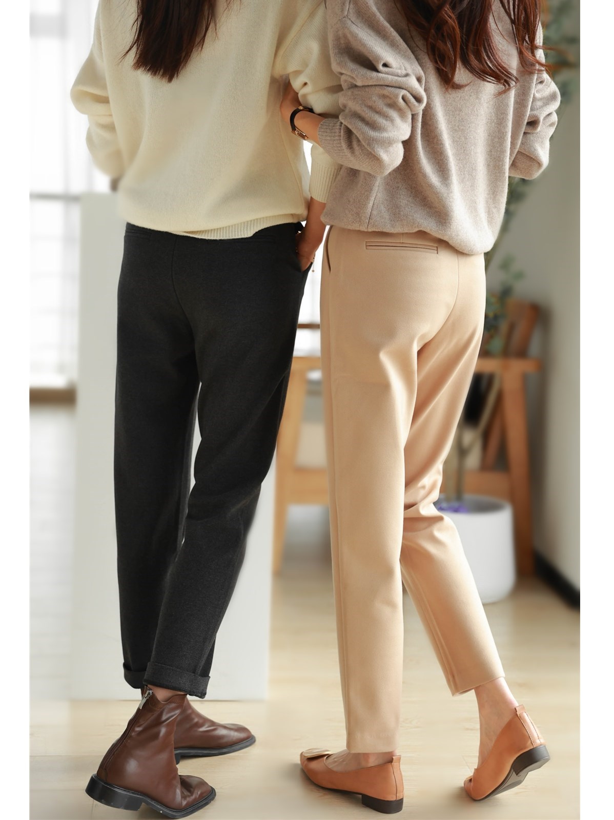 Gafer thickened pants children Double face fur Smoke Tubes Pants 2022 New Loose High Waist Casual Pants West Pants Lady Autumn Winter