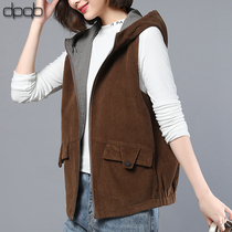 dpqb corduroy horse clip female autumn 2021 new vest Korean version loose outer womens vest short coat