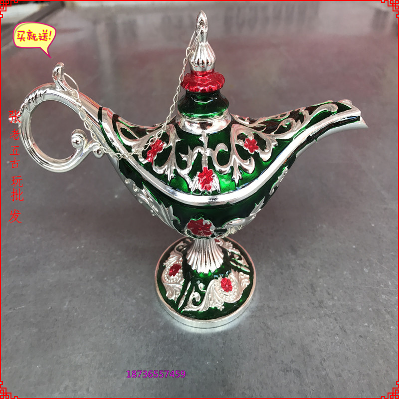 Hot sell imitation ancient silverware silver wine glass with chain ancient play silver ornament beautifully carved silver wine glass wine pot home