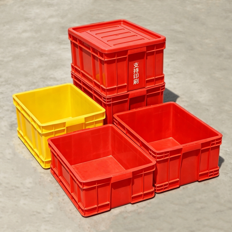 Red and Yellow Defective Product Boxes, Plastic Auto Parts Transfer Crates, Hazardous Waste Containers, Industrial Thickened Turnover Boxes with Optional Lids Red and Yellow Defective Product Boxes, Plastic Auto Parts Transfer Crates, Hazardous Waste Containers, Industrial Thickened Turnover Boxes with Optional Lids