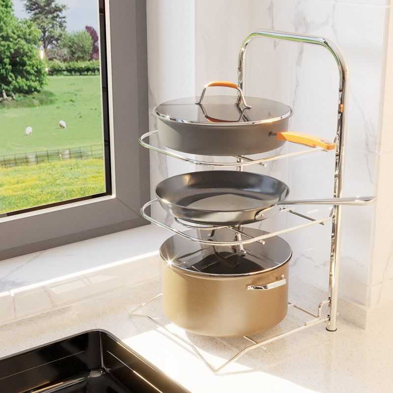 Home Polycon Exocon Pan Shelf 304 Stainless Steel Thickened Adjustable Multilayer Kitchen Shelving Shelf Shelving Cover Shelf