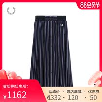 FRED PERRY WOMENS CASUAL SKIRT SUMMER STRIPED STITCHING PLEATED MID-SKIRT BOTTOMS F8544