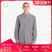 FRED PERRY mens shirt 2021 summer new British casual plaid wheat ear embroidery cotton tide M9500