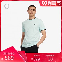 FRED PERRY mens short sleeve T-shirt 2021 autumn new casual round neck wheat ear embroidered cotton body shirt M1588