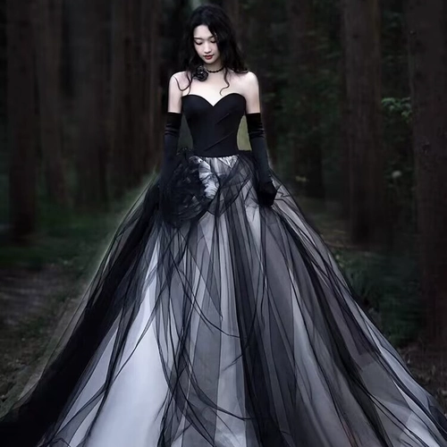 Реквизит для фотографии, топ без лямок для влюбленных, черное свадебное платье