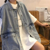 Denim nữ áo giáp mùa xuân và mùa thu Hàn Quốc phiên bản lỏng lẻo bf tay ngựa kẹp áo khoác việc nữ Tide Harajug bên ngoài mặc bướu 