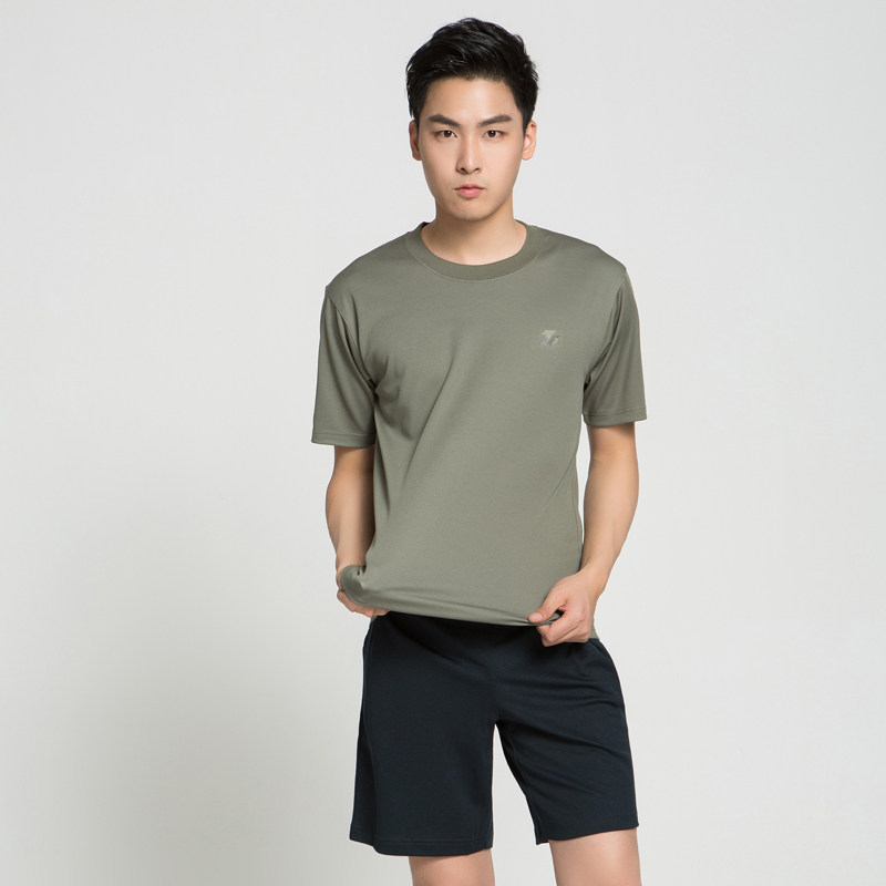 New round neck workout suit short sleeve set men's T-shirt summer quick drying shorts workout clothes breathable sports t-shirt