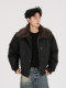 A Carton American Retro Winter Padded Jacket with a Fur Collar for Men and Women, Thickened for Warmth, with a High-End Feel