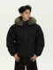 A Carton American-Style Fur Collar Parka down Jacket for Men and Women, Winter Thickened Warm Couple's Coat, Cotton-Padded Jacket, Trendy