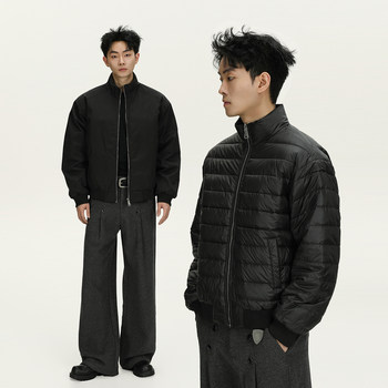 A Carton American-Style 90 White Duck down Stand-Up Collar Reversible down Jacket for Men and Women, Warm and Lightweight Trendy Coat