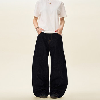 A Carton American-Style Raw Denim Straight-Leg Jeans for Men, Vintage Loose Fit, Wide-Leg Casual Cleanfit Pants
