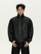 A Carton Retro Deconstructed Design Pu Leather Jacket Cotton Coat for Men and Women, Thickened Winter Outerwear