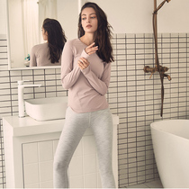 Bylure sports top Womens loose long-sleeved breathable quick-drying thumb hole conservative round neck fitness yoga long-sleeved