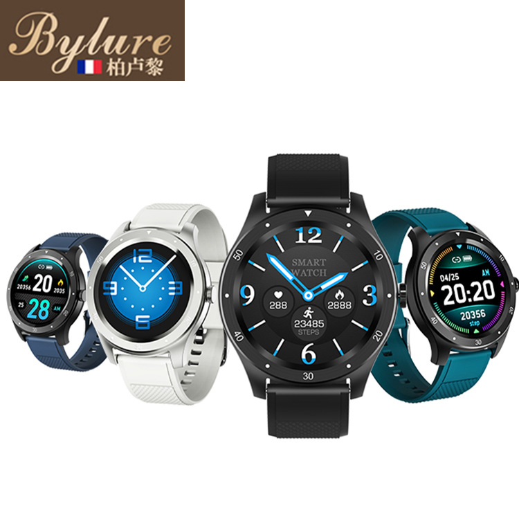 Smart watch for men and women multi-functional waterproof black technology heart rate blood pressure sleep round screen smart sports bracelet