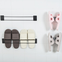 Wall-mounted bathroom slippers shelf free punch toilet door storage artifact toilet drain slipper hanging rack