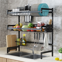 Stainless steel kitchen sink rack countertop bowl tray storage multi-function washing dishes sink bowl rack drain rack