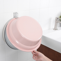 Washbasin adhesive hook non-hole wall hanging toilet stainless steel washbasin storage rack baby tub hanger pot hook