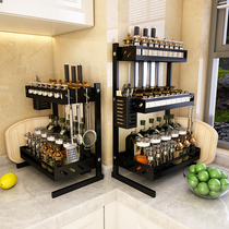 Stainless steel kitchen rack condiment seasoning seasoning rack multi-layer multifunctional knife holder oil and salt sauce vinegar storage rack
