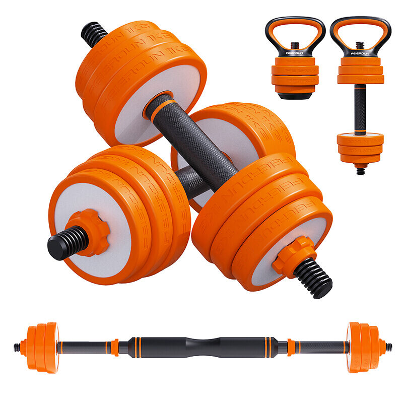 Stainless steel eco-friendly dumbbell men's fitness home adjustable weight coated plastic solid barbell female kettlebell set