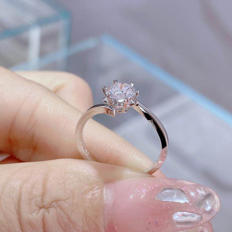 Henan laboratory cultivates artificial synthetic diamonds 18k white gold snowflake twist arm 80 minute wedding ring for women 950 platinum