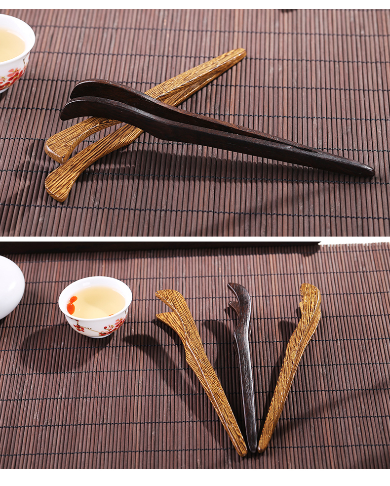Furong trà trà bộ phụ tùng gà cánh gỗ trà clip gỗ gụ mun trà tách clip kung fu trà đặt nhíp tre - Trà sứ bình giữ nhiệt pha trà