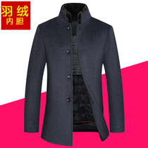 Take off the down liner wool coat father winter coat plus velvet thickened male middle-aged middle-aged and elderly Woolen