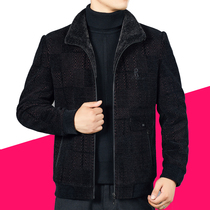 Middle-aged mens woolen jacket thickened middle-aged and elderly fathers winter jacket 40-year-old 50 woolen coat short