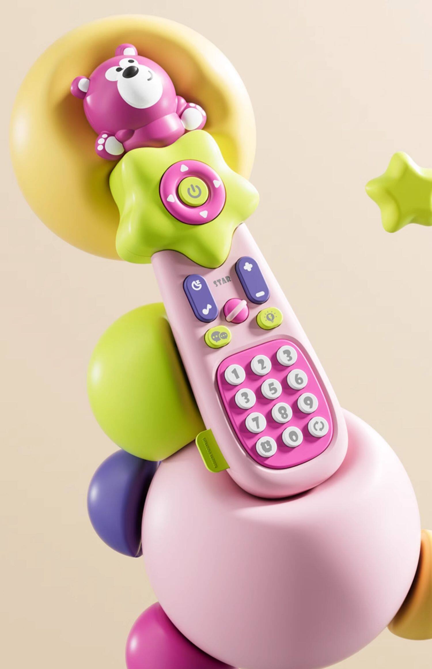 Детский музыкальный телефон 儿童遥控器玩具宝宝仿真音乐手机早教益智电话机婴儿可啃咬男孩女 Huang