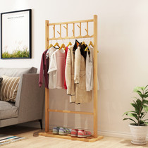 Chinese style solid wood coat rack log floor hanger simple modern Nordic walnut color hanging clothes shelf